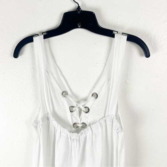 LAURA GOTTI 100% Linen White Tie Tassel Top Sleeveless Maxi Dress Size Large - Picture 10 of 12